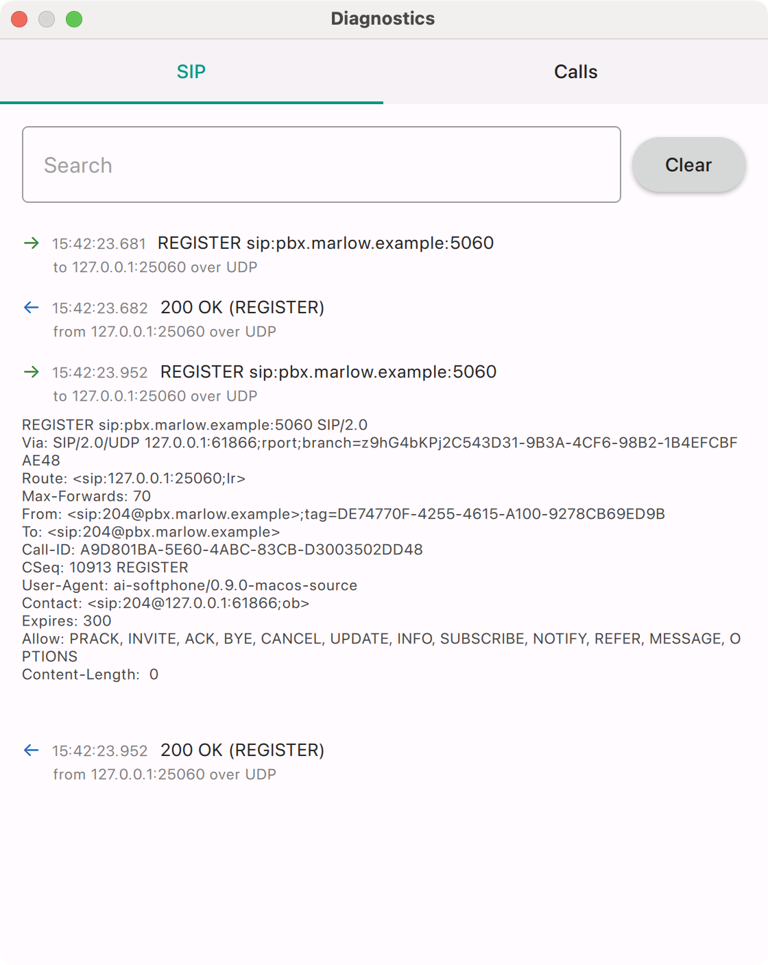 The Diagnostics window